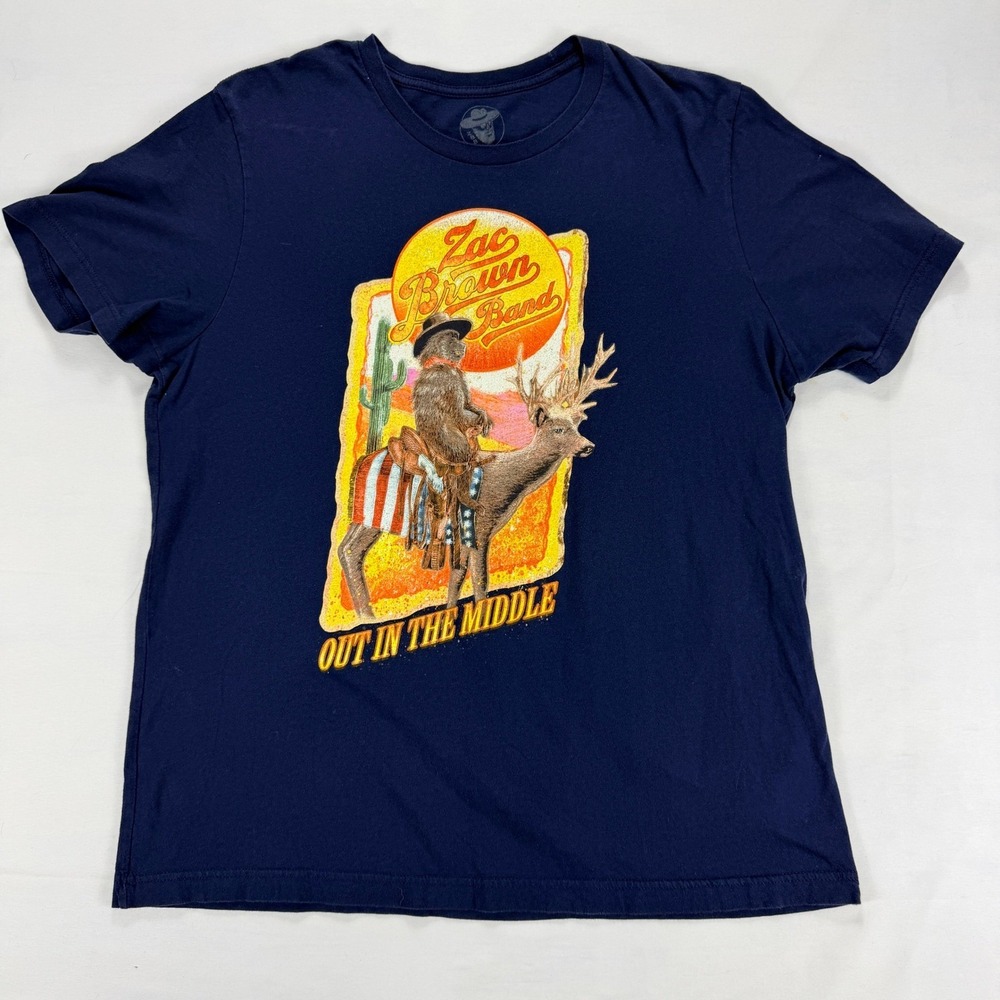Zac Brown Band T-Shirt Out In The Middle Tour 2022 Concert Graphic Navy XL